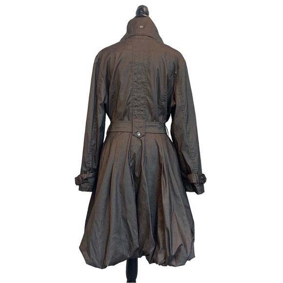SAMUEL Dong brown bronze Belted Full Zip Water Resistant Bubble Trench Coat Sz L - Picture 5 of 16